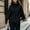 Black, variant on Tops for Women Stand Collar Wool Blend Short Coat 3/4 Flare Sleeve Belted Waist Side Button Elegant Outerwear for Women Fashion