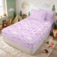 thumbnail image 3 of Erosebridal Goose Zipper Queen Comforter Set with Fitted Sheet and 2 Pillowcases for Girls, Purple Bows Zipper Bedding Set, Reversible, 3 of 7