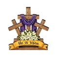 thumbnail image 3 of Wooden Easter Ornament with Scripture – 2D Hollow Design Depicting Resurrection Scene, Tabletop Display for Home Décor, Christian Religious Gift, 3 of 7