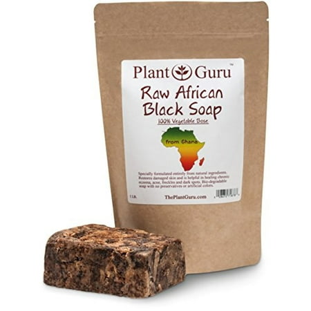 Raw African Black Soap 1 lb / 16 oz Imported From Ghana - 100% Natural Acne Treatment, Aids Against Eczema & Psoriasis, Dry Skin, Scar Removal, Pimples and Blackhead, Face & Body