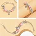 thumbnail image 2 of 2 Pack Charm Bracelets Pink and Gold Heart Charm Bracelet, DIY Jewelry for Women Gifts, with Beads, Crystal, Charms, Love and Adjustable Snake Chain, 2 of 7
