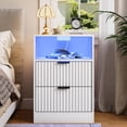 thumbnail image 6 of FANRAL Nightstand Set of 2,LED Nightstands with Charging Station,Fluted Design Bedside Table with RGB LED Lighting,Mid Century Modern Small Dresser with Storagee,White Night Stand, 6 of 7