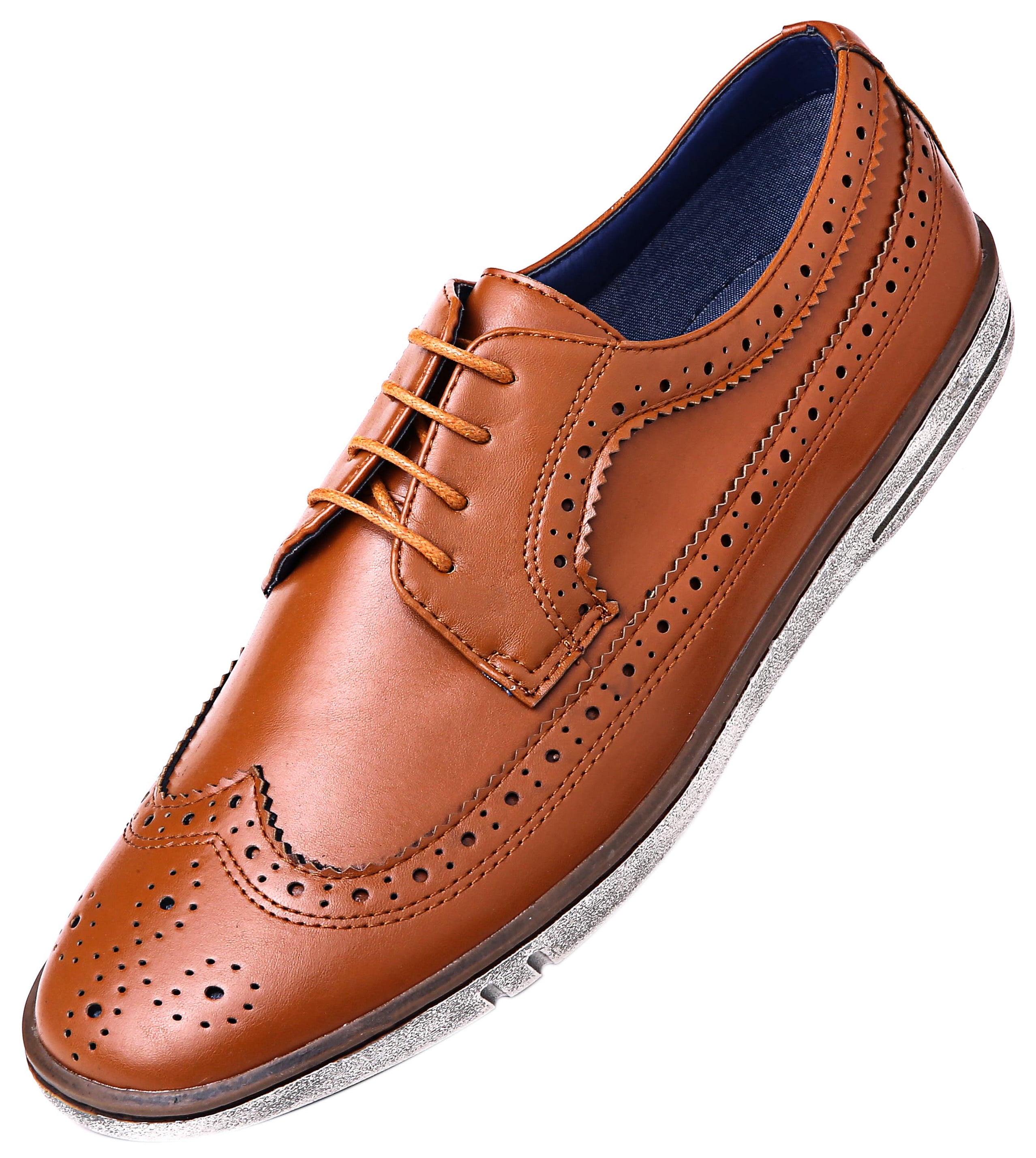 Mio Marino Round Toe Casual Brogue Design Dress Shoes for Men