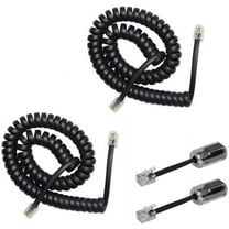 BUZIFU 2 Pack 360° Anti-Tangle Rotating Swivel Telephone Cord Detanglers and 2 Pack 10ft Uncoiled (1Ft Coiled) Landline Telephone Phone Handset Cable Cord-Black