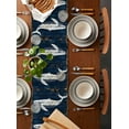 thumbnail image 2 of Blue Whale Table Runner 60 Inches, Coastal Ocean Vintage Wooden Grain Bed Runner Dresser Scarves Tabletop for Indoor Outdoor Parties/Ceremony/Banquet, 13" x 60", 2 of 8