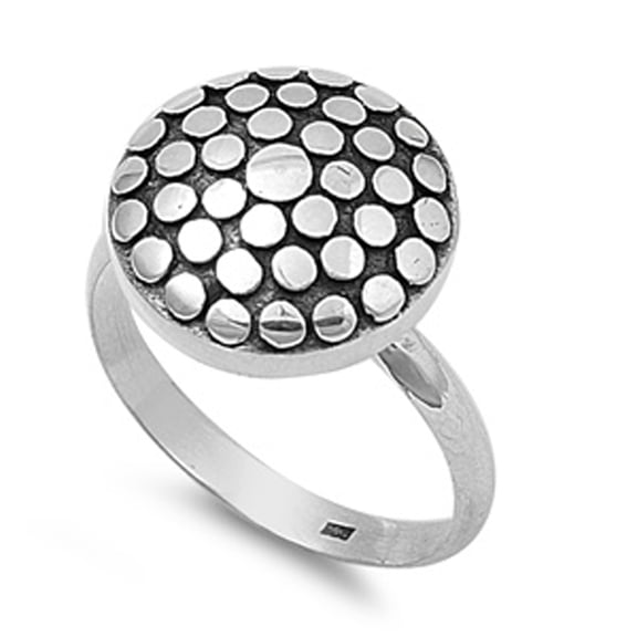 Round Nugget Circle Wide Retro Ring 925 Sterling Silver Chic Band Jewelry Female Male Unisex Size 5