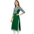 thumbnail image 2 of Phagun Kurta en Coton pour Femmes Tunique Verte Ethnique Manches 3/4 Kurta-12, 2 of 2