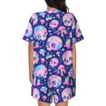 thumbnail image 6 of Uemuo colorful Skull mushroom rainbow Pattern Women's Short-Sleeved Pajama, Button-Front Loungewear, 2-Piece Summer Sleepwear, Elastic Drawstring Shorts-Small, 6 of 7