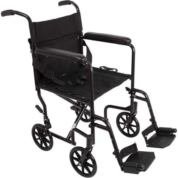 ProBasics Aluminum Transport Wheelchair, 19-inch, Black