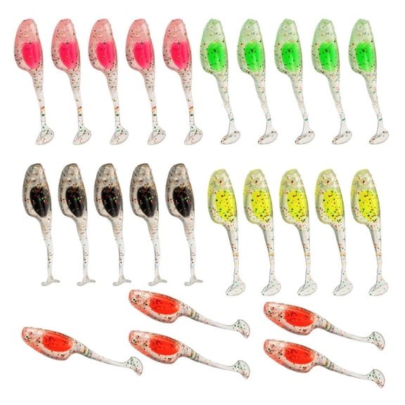 Osdhezcn 25Pc Swim Baits for Freshwater Saltwater T Tail Baits Soft Fishing Lures Paddle Tail Swimbaits Artificial Baits with Box