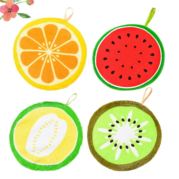 Toddmomy Hand Towel Assorted Color Fruit Shaped Quick Drying Fiber Hanging Towels for Kitchen
