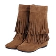 thumbnail image 4 of iopqo women's ankle boots fringed boots women fashion increased flat bottom wedges short boots suede boots tassel boots women's fashion yellow 43, 4 of 6