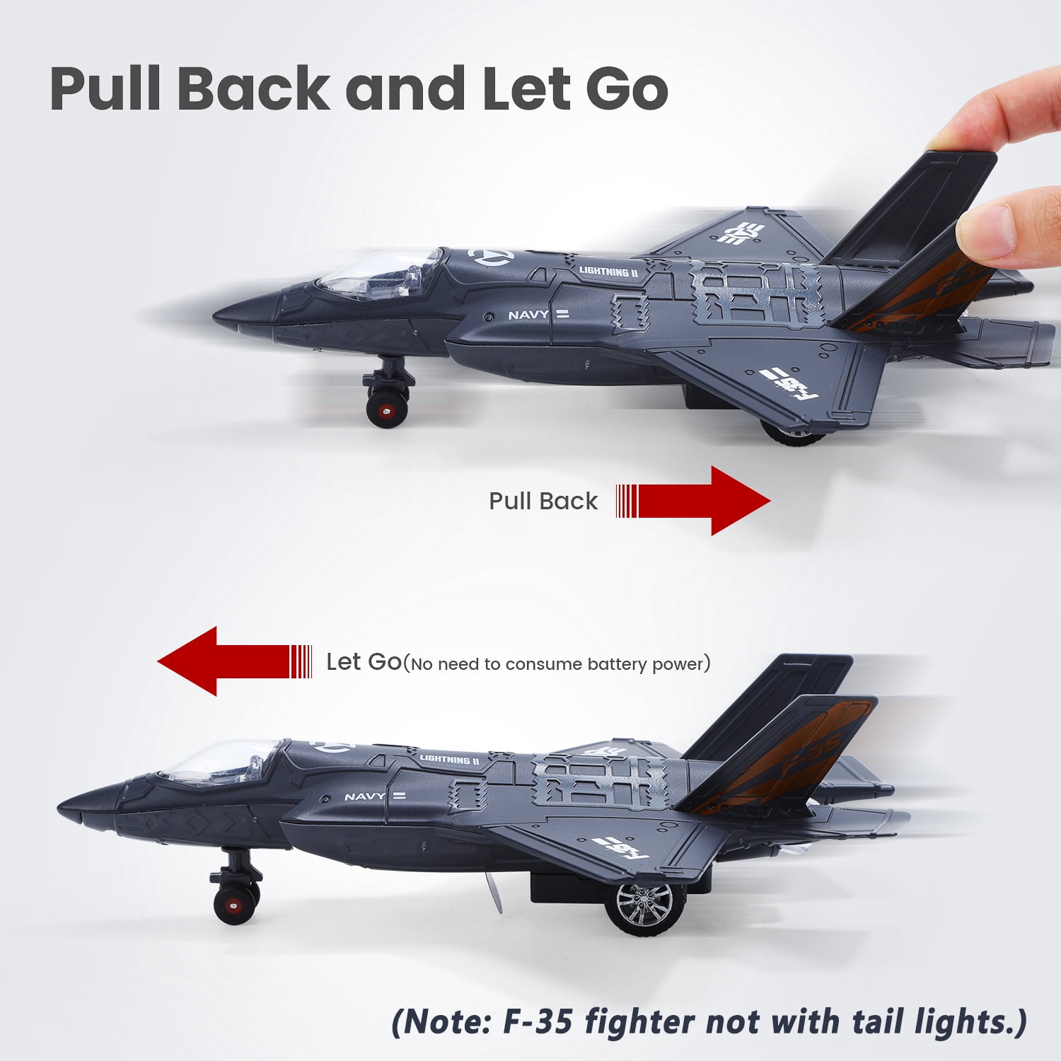 Double Fighter Jet Toy, F35 & F16 Diecast Planes with Lights & Sounds, Pull Back Military Airplane Toy Models, Great Gift for Toddler,Kids, Boys