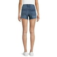 thumbnail image 4 of No Boundaries Mid Rise Fray Midi Denim Short, 4 of 5