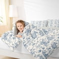 thumbnail image 3 of Erosebridal Vintage Rabbit Full Size Comforter Sets for Kids, Blue Beige Bedding Sets, Gray Reversible, 3pcs, 3 of 6