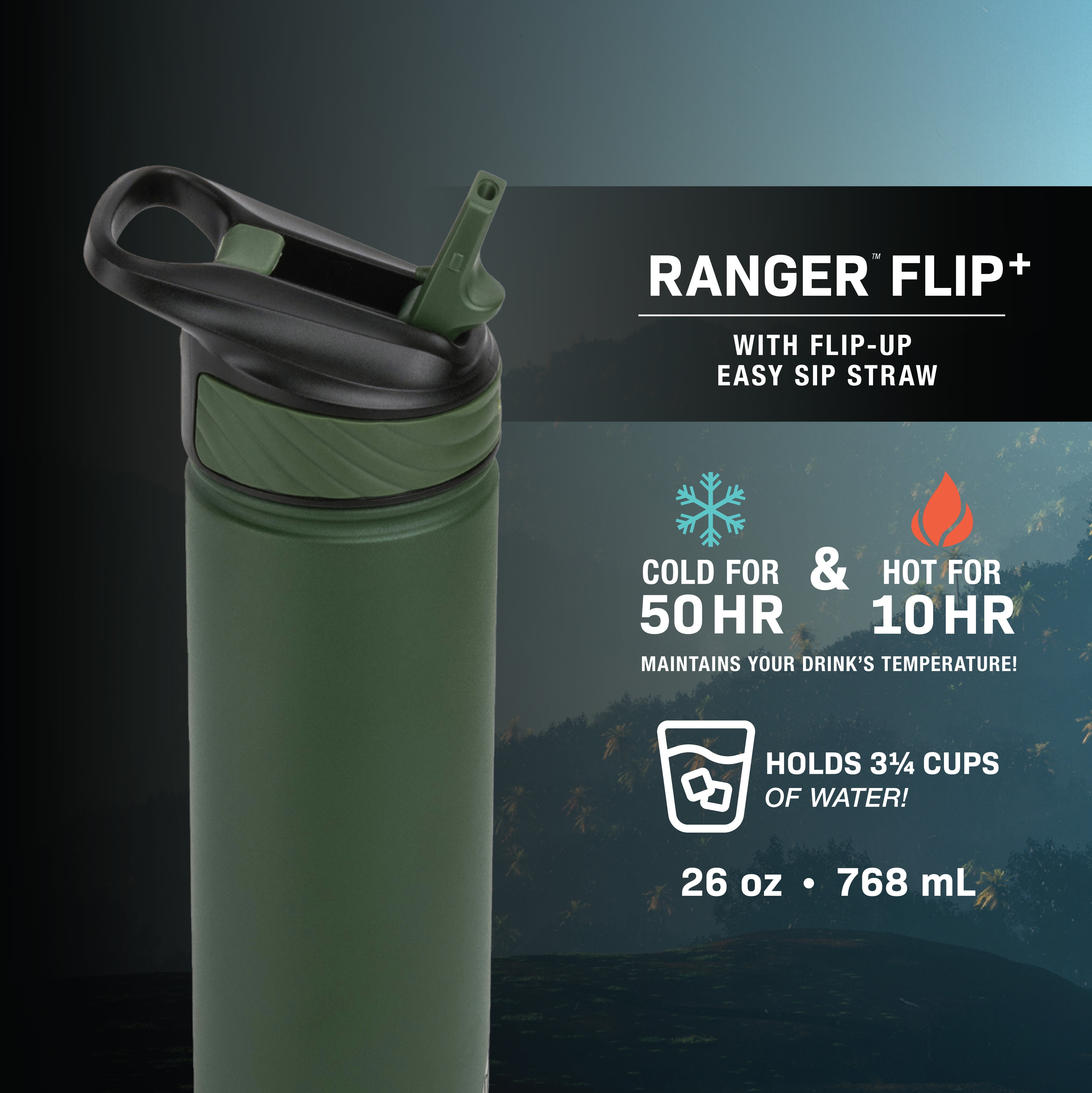 TAL Ranger 26 oz Blue Solid Print Stainless Steel Water Bottle with Straw