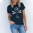 thumbnail image 3 of NAMTYQX Womens Tops Casual Cool Stretch Muster Printed Hip Crewneck Short Sleeve Oversize Loose Fitting Tops for Women 2025 Navy Size L, 3 of 4