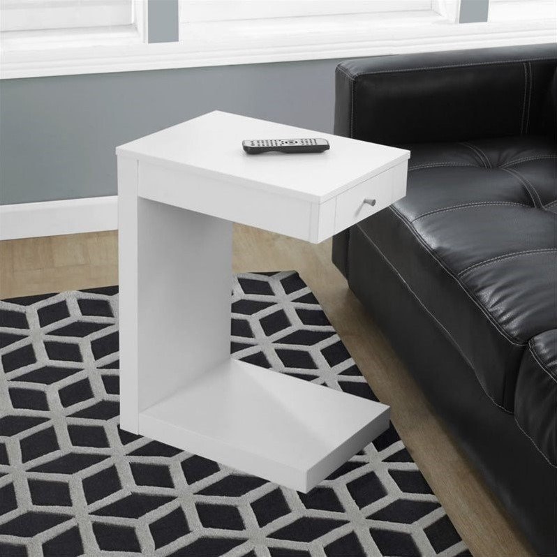Monarch Accent Table White With A Drawer