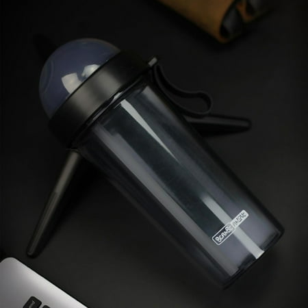 

Ameiqe Portable Outdoor Travel Dual-use Water Bottle Reusable Straw Drinking Cup Leak Proof Cup(Black)