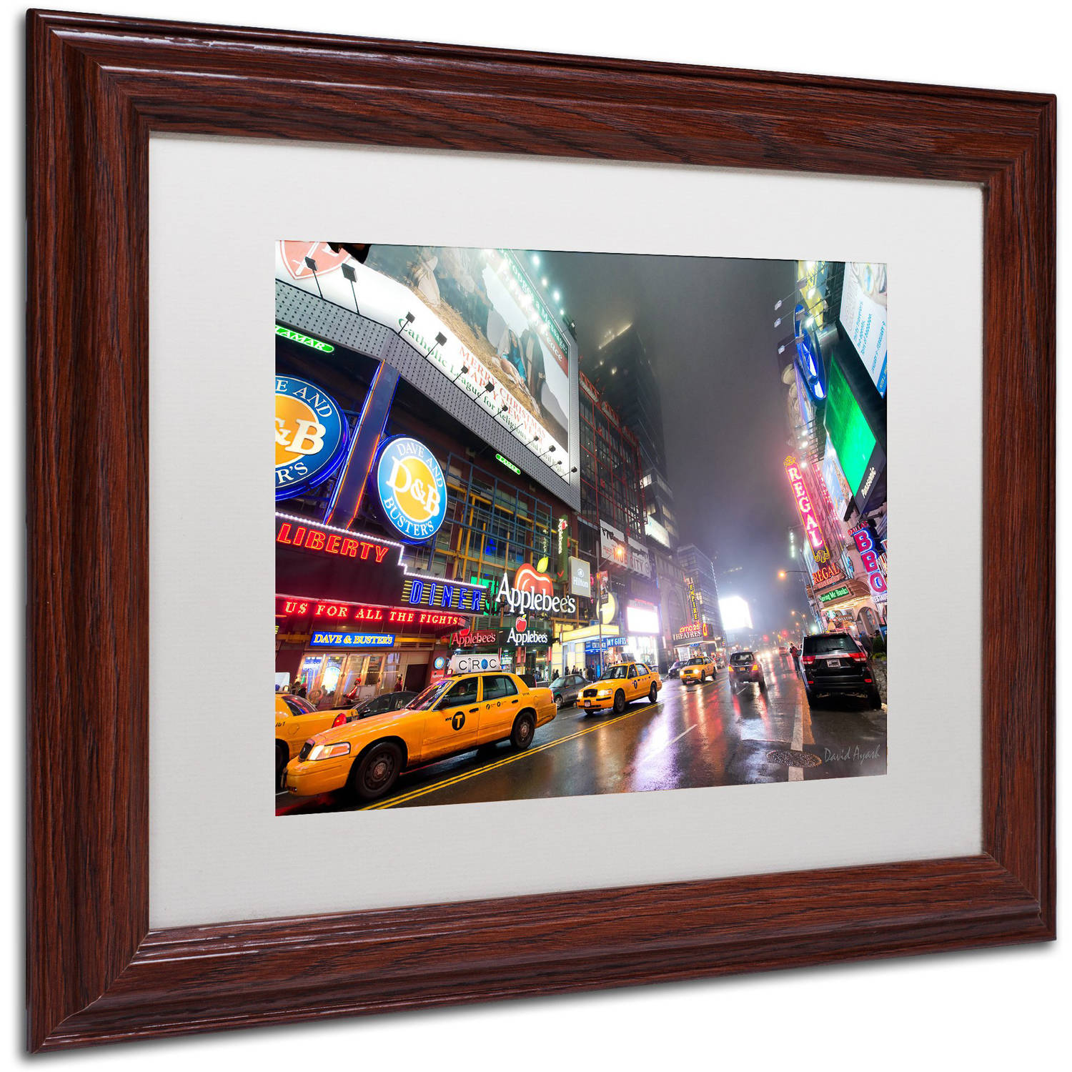 Trademark Fine Art "42nd. Street" Canvas Art by David Ayash White Matte, Wood Frame