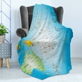 thumbnail image 4 of Map Soft Flannel Fleece Throw Blanket, Informational Design of Pacific Islands, Cozy Plush for Indoor and Outdoor Use, 70" x 90", Sky Blue Multicolor, by Ambesonne, 4 of 5