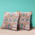 thumbnail image 2 of Paisley Leaf Geo Duo Indoor/Outdoor Pillow in White Red Orange 26x26, 2 of 6
