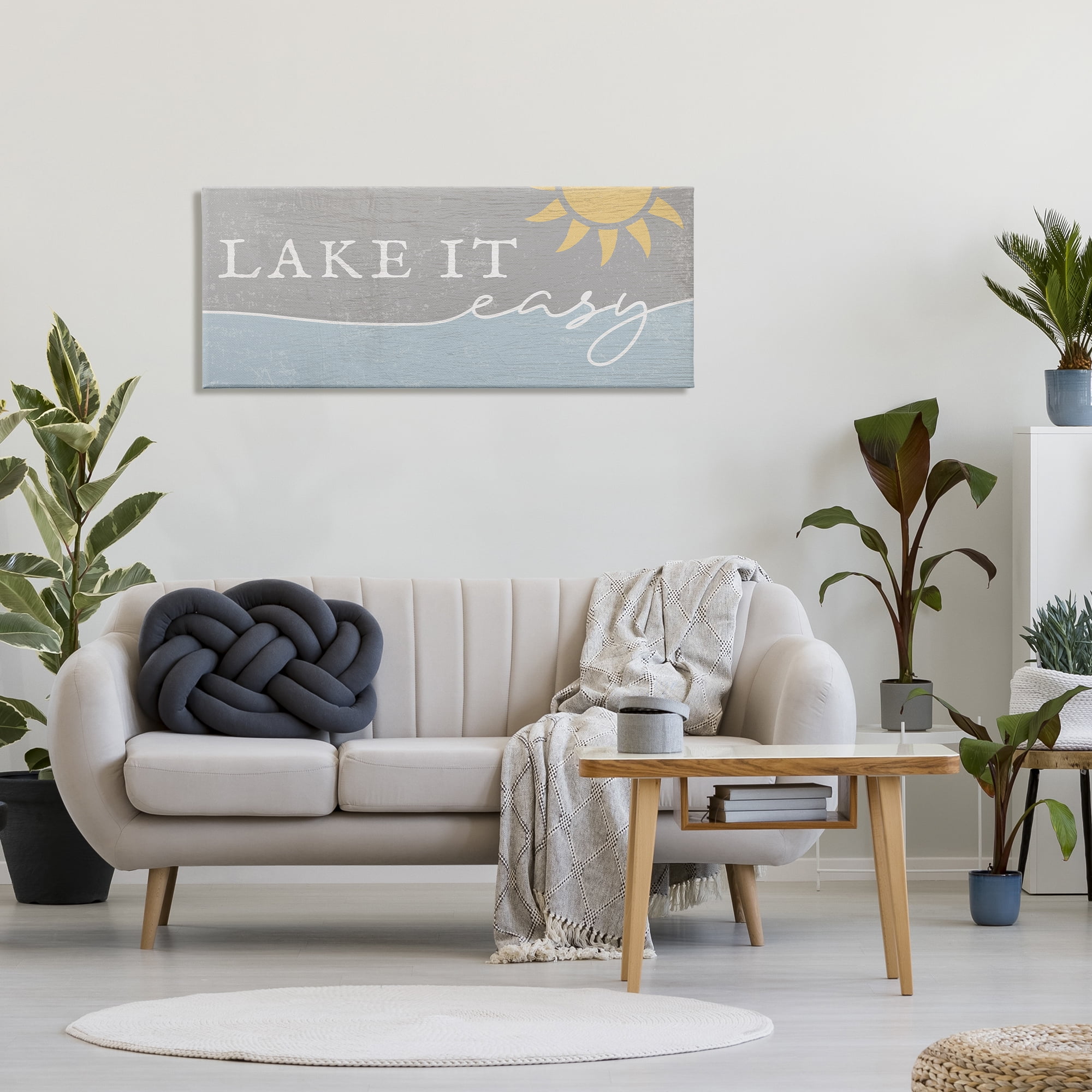 Stupell Industries Lake It Easy Phrase Nautical Pun Sunny Sky, 20 x 48, Designed by Daphne Polselli