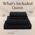 thumbnail image 5 of Naiade Queen Sheet Set 4 Piece, Soft Microfiber Bed Sheets with Side Storage Pocket, 15" Deep Pocket Fitted Sheet, Embroidered Pillowcase, Black, 5 of 8