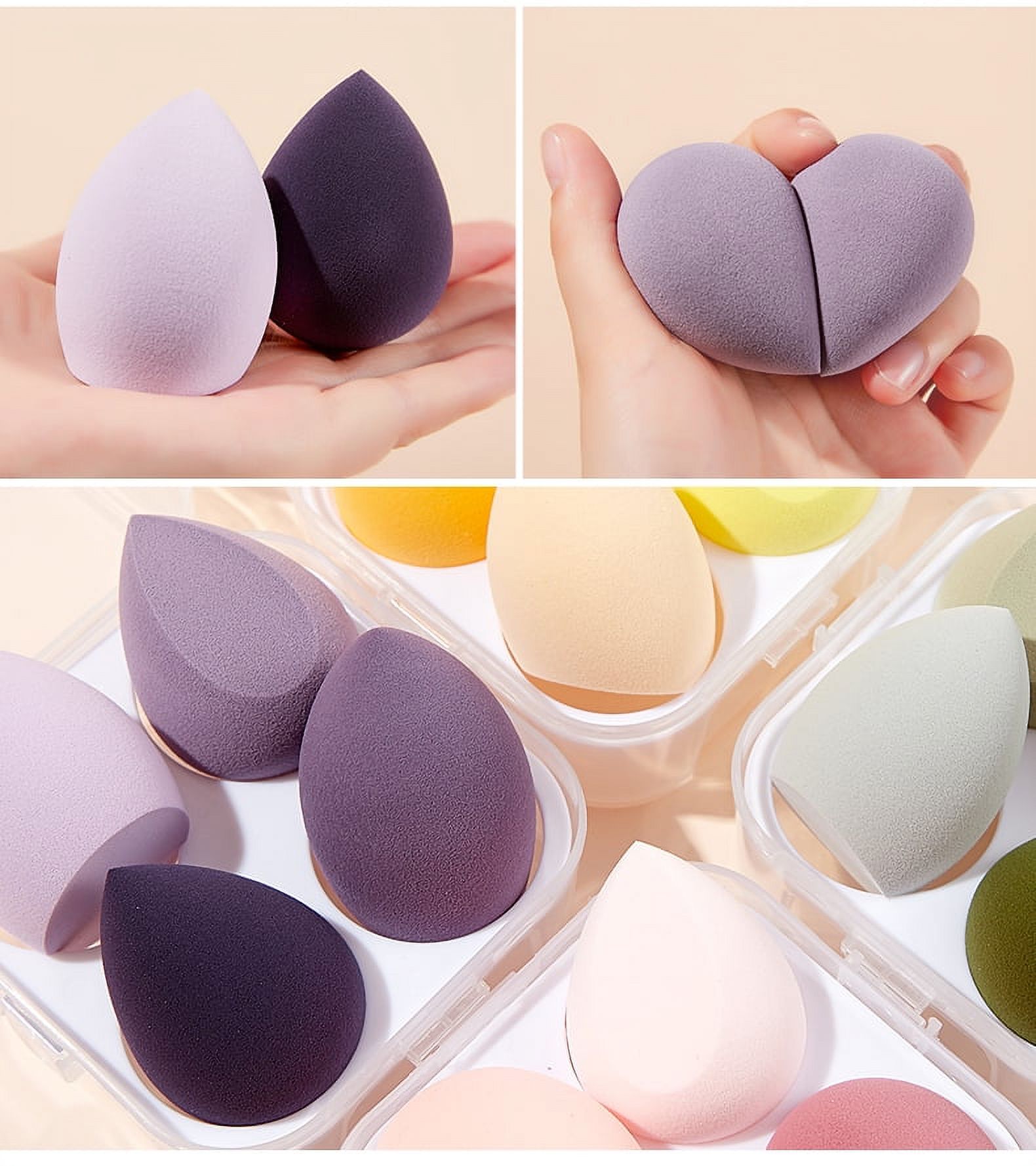 Fofosbeauty 8 Pcs Makeup Sponge Set, Soft Beauty Blender for Liquid Foundation, Creams, and Powders, Latex Free Wet and Dry Makeup Egg (Purple Series)