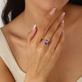 thumbnail image 4 of Juwaliy Women Heart Ring 925 Sterling Silver Cat Butterfly February Birthstone Amethyst Purple Solitaire Ring Jewelry Girlfriend Cat Lover Valentine's Day Gift, 4 of 10