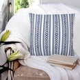 thumbnail image 3 of 24x24 Pillow Covers Set of 2, Navy Blue Botanical Square Throw Pillow Covers for Couch/Sofa/Living Room, Modern Farmhouse Striped Decorative Soft Pillowcases for Couch Throw Pillows, 3 of 7