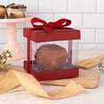 thumbnail image 4 of Clear Plastic Gift Boxes 12 Pack Maroon 4X4X4" Bakery Boxes With Base Lid & Ribbon, 4 of 6