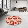 thumbnail image 4 of Ahgly Company Tapis Rond Lavable en Machine Intérieur Transitionnel Pêche Orange Profond, 6 Pieds Rond, 4 of 7