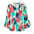 thumbnail image 6 of CYMMPU 3/4 Sleeve Blouses for Women Dressy Casual Floral Pattern Tunic Tops V Neck Spring Tops Loose Fit Summer Fashion Shirts Flare Hem Hide Belly Tops to Wear with Leggings T-Shirts Pink XXL, 6 of 6