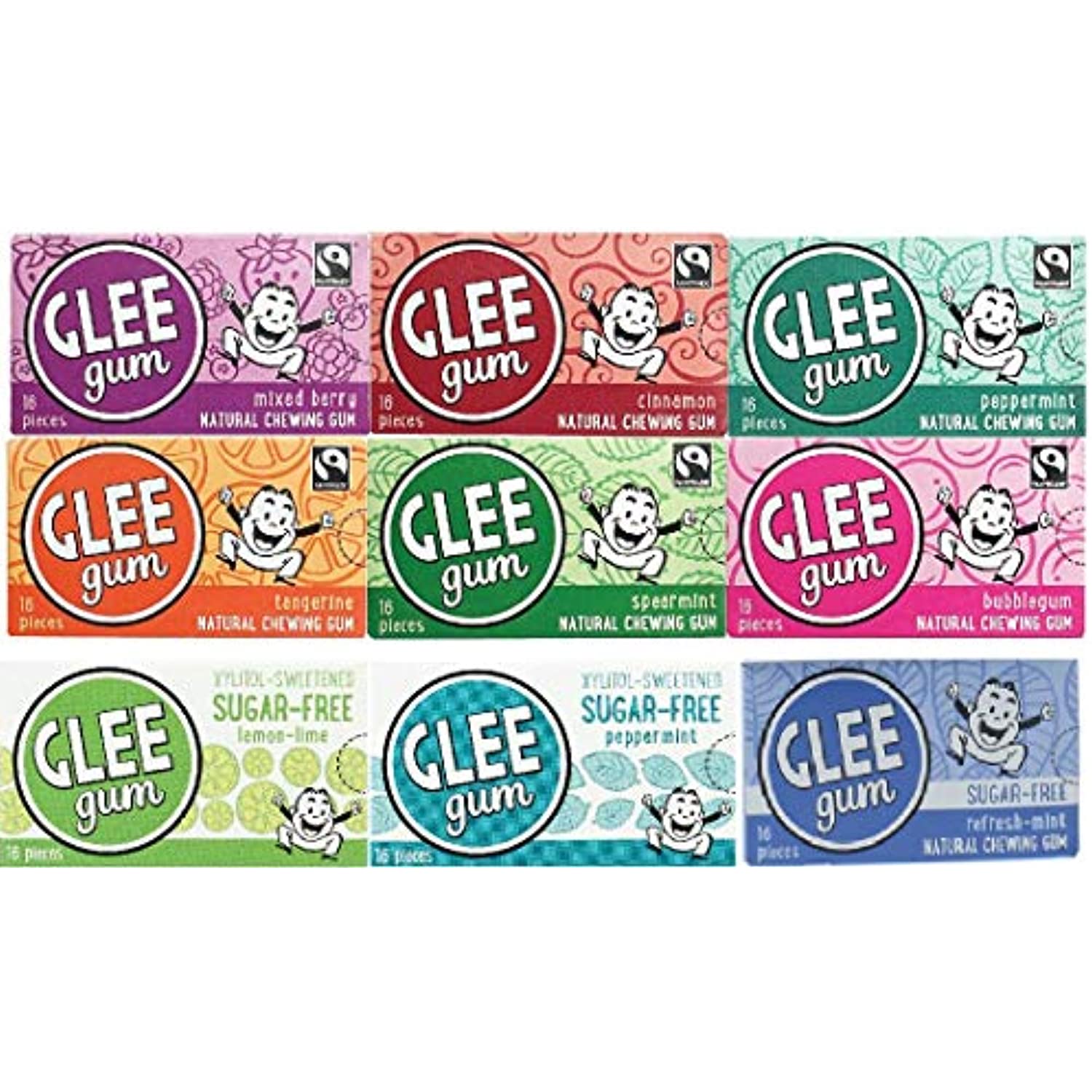 Glee Gum 9 Flavor Variety Pack ( One Of Each)