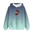 thumbnail image 4 of lcziwo Christmas Hoodies for Kids Wine Glass Graphic Hooded Sweatshirts Fall Winter Long Sleeve Pullover Tops Gifts for Teen Girls, Navy, 140, 4 of 6