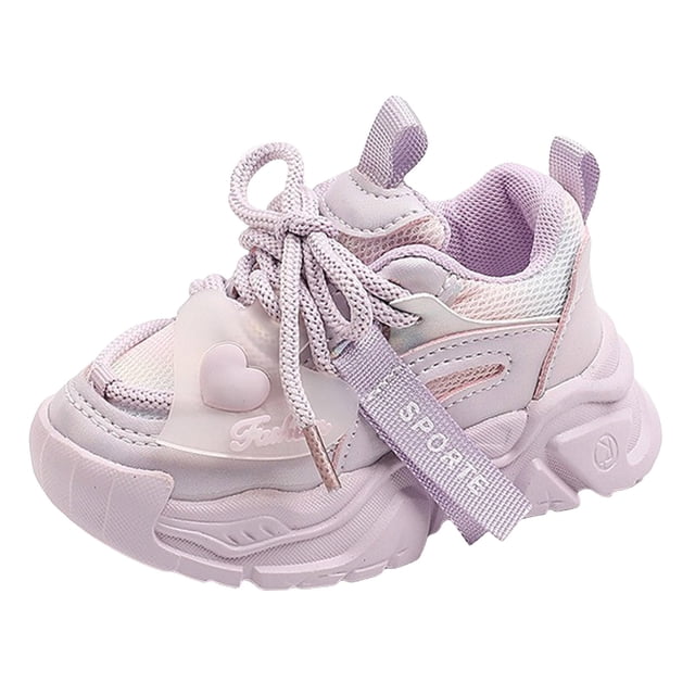 Splozh Girls Summer Sneakers Spring and Autumn Ultra Light Soft Sole Breathable Mesh Children's Sports Shoes Purple,8-9 Years