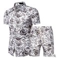 thumbnail image 1 of KOMOO Men Floral Beach Outfit Short Sleeve Button Hawaiian Shirts Shorts Tracksuit Sweatsuit, 1 of 6