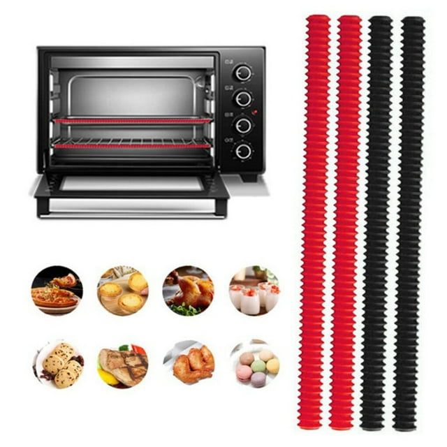 Heat Insulation Strip Silicone Anti-scalding Cover Strip Long Long Oven Rack Edge Protector Microwave Oven Rack Edge Protector, 5Pcs, Black
