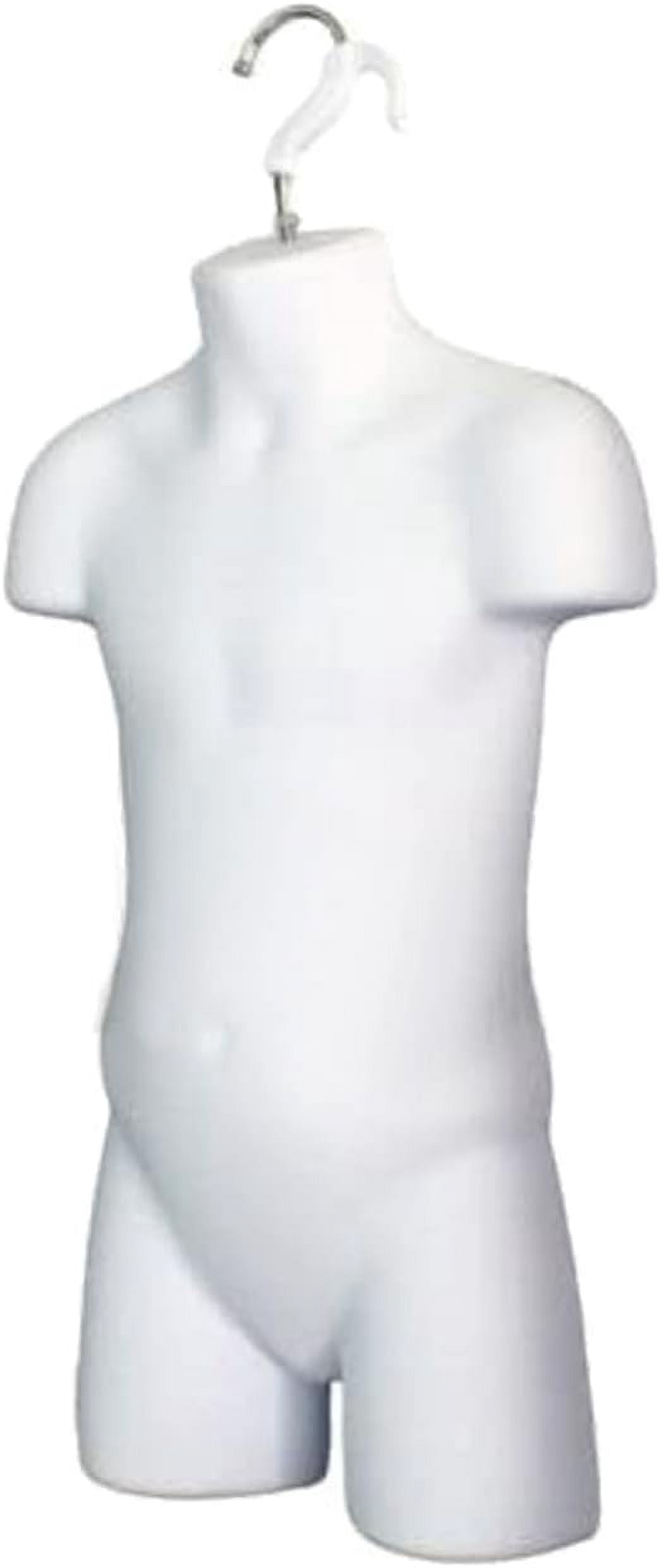DisplayTown 10 Sets of White Child Torso Hollow Back Plastic Injection Form Mannequin & Hanging Hook, Size 5T-7
