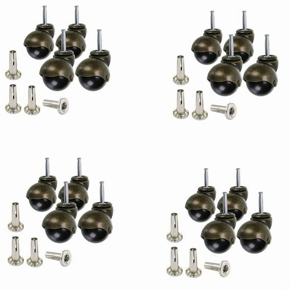 16 Pack 2 Inch Ball Caster Stem Caster Wheel with Sockets,Vintage Antique Swivel Caster for Furniture,Sofa,Chair,Cabinet