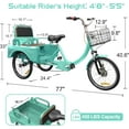 thumbnail image 5 of Adult Tricycle, Akaber 20 Inch 3-Wheel Cruiser Bike with Large Front Basket & Rear Cargo Carrier, Perfect for Grocery Shopping, Cycling, Outing and Picnic, 5 of 9