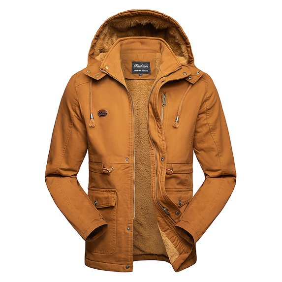 Jackets for Men,Mens Winter Coats Hooded Winter Workwear Jacket Thicken Military Jacket Cotton Coat Warm Ski Windbreaker Outerwear