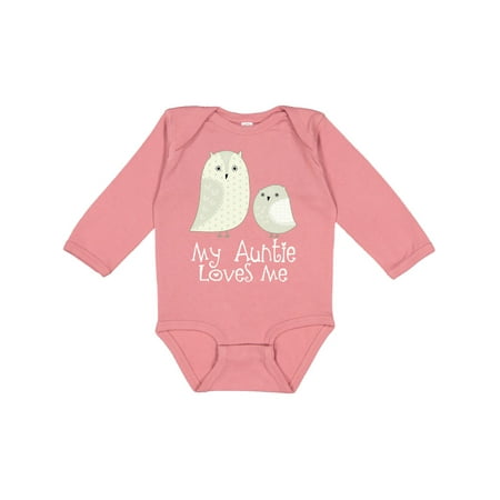 

Inktastic My Auntie Loves Me owl Gift Baby Boy or Baby Girl Long Sleeve Bodysuit