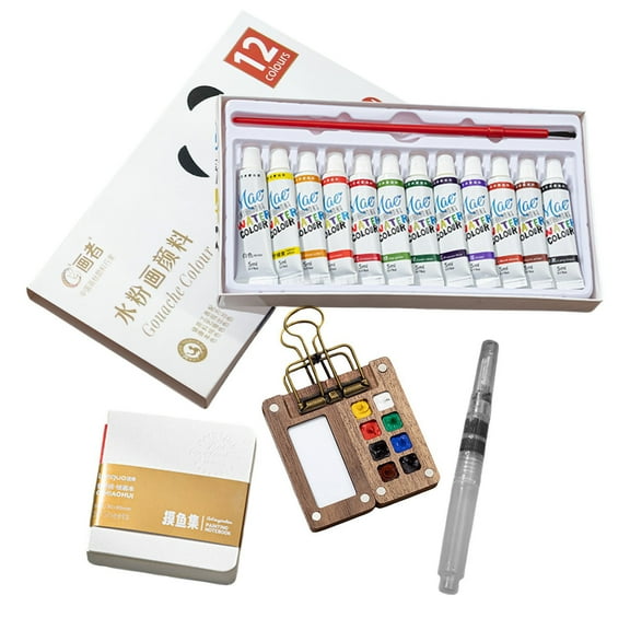 Tobios Watercolor Set, Tobios Mini Watercolor Kit, Pocket Artist Water color Travel Set, For Artists, Beginners & Painting Enthusiasts(8Wood Grids 12Watercolors)