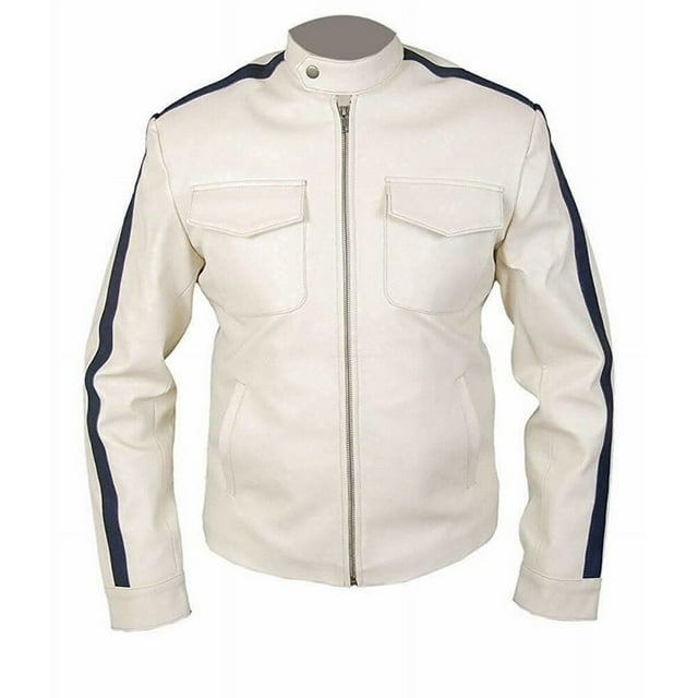 White Leather Motorcycle Jacket Mens Leather Riding Jacket White Leather Jacket Men Motorcycle Jackets For Men Leather Biker Jacket Mens size XS