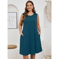 thumbnail image 3 of SHOWMALL Women's Plus Dresses Casual Sleeveless Beach Tank Sundress with Pockets 5X Indigo Blue, 3 of 8