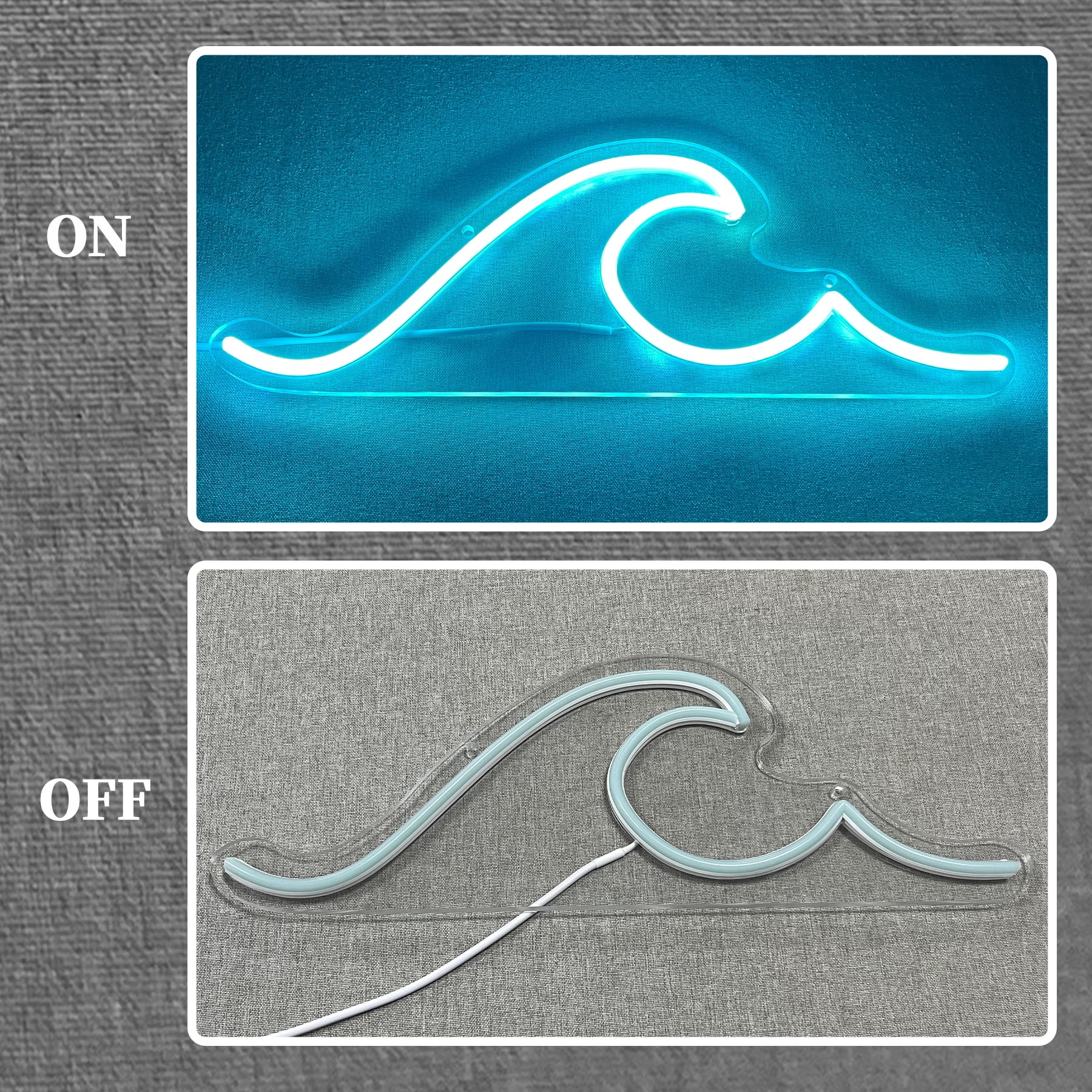 Neon Wave Sign Light Up LED Neon Sea Signs Lights with Dimmer for Boy Girl Kids Bedroom Wall Decor Business Bar Club Man Cave Gaming Room & Gift Idea