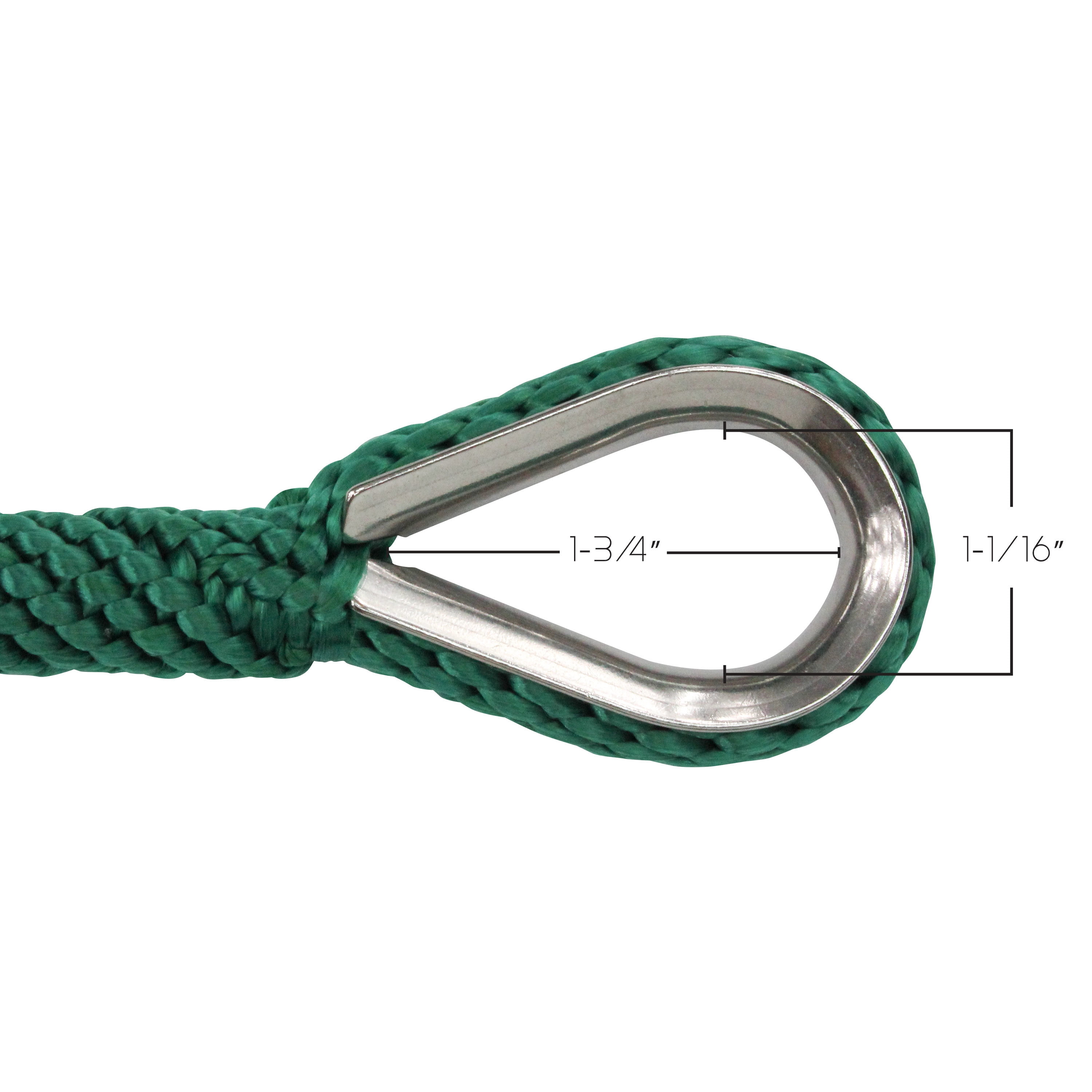 Extreme Max 3006.2663 Premium Solid Braid MFP Anchor Line with Thimble - 3/8 x 150, Forest Green