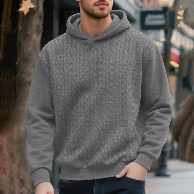 pstuiky Camisas de invierno de manga larga para hombre, Blusa/camiseta informal de manga larga con capucha y cordón de color liso para hombre tops de invierno para hombre xxxl